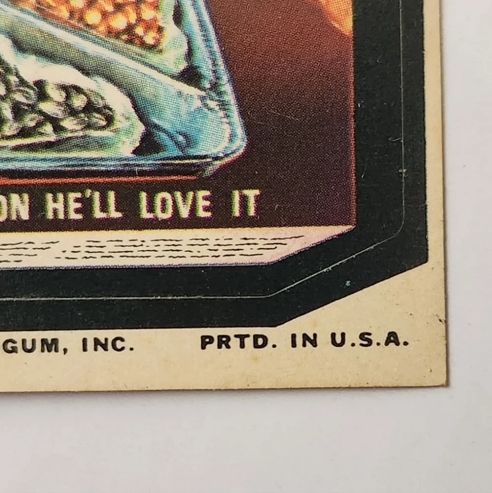 Vintage 1974 Topps Wacky Packages Moron Chicken Dinner Sticker Card 11th Series